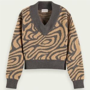 Scotch & Soda Intarsia V-Neck Sweater Wool Alpaca